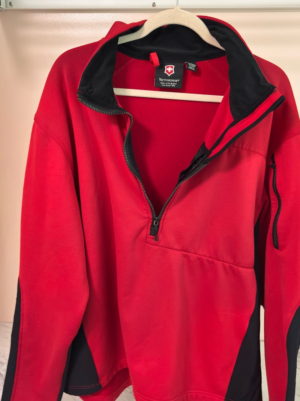 Victorinox Red and Black Half-Zip Men's Performance Sweater